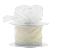 Wired Organza Ribbon Roll in 30mm, 50mm & 70mm Widths - Sheer Chiffon Craft Ribbon for Christmas Tree, Wreath Making, Gift Wrapping, Bows & Wedding Decor (Ivory/Cream, 50mm)