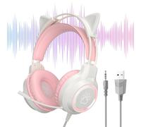 Wired PC Headset, Noise-Canceling Cat Ear with Microphone, Computer Game Headphone with Wire, for Home Dorm Apartment Music Listening Phone Calls Studying Girls Women Teens Adults