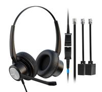 Wired Phone Headset with Noise CanceLling Mic RJ9 Telephone Headset Two Ears with Mic for Panasonic Grandstream GXP Yealink T19P T20P T21P T22P T26P T28P T23G T29G T32 T41S T42S T46S，HTEK IP Phones