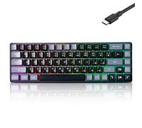 Wired Portable 60% Mechanical Feeling Gaming Keyboard,RGB LED Backlit Compact 68 Keys Mini Wired Office Keyboard for Windows Laptop PC Mac Gamer, Typist, Travel on Business Trip Black-Grey