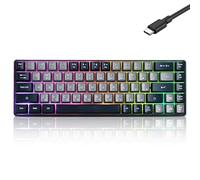 Wired Portable 60% Mechanical Gaming Keyboard,RGB LED Backlit Compact 68 Keys Mini Wired Office Keyboard with Red Switch for Windows Laptop PC Mac -Grey and Black