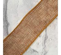 Wired Real Hessian Ribbon 38mm Wide Burlap Jute - 1M Lengths (Tan)