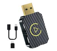 Wired To Wireless Carplay & Android Auto Smart Mini Box USB Plug and Play 2 in 1 Dongle Bluetooth-Compatible 5.0 WiFi OTA Online Upgrade for OEM Wired CarPlay Android Auto Car Systems (Gold)