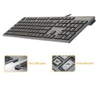 Wired Ultra Thin Slim USB Keyboard with Built In Hub KV300H A4Tech Enhanced