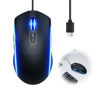 Wired USB C Mouse, 6-Button Quiet Click Computer Mice - 4 DPI Speeds, Type C Wired Mouse, Ergonomic, Optical Design, Compatible with Mac, Chromebook, HP, DELL XPS, ASUS, Surface