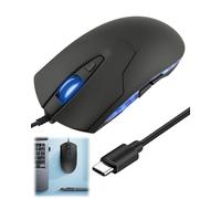 Wired USB C Mouse 6-Button Quiet Click Computer Silent Gaming Mouse-4 DPI Speeds Blue LED Ergonomic LED Backlight - Compatible with Mac Chromebook HP DELL XPS ASUS Surface Silent Gaming Mouse Type-C