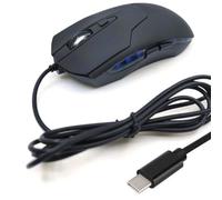 Wired USB-C Mouse, 6 Buttons, Quiet Click, Computer Mouse, 2400 D-PI Speeds, 1.5 Metre Cable, Ergonomic Type-C Mouse, Blue Light, Compatible with Mac, Laptop, Desktop, Chromebook, Surface