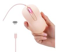 Wired USB C Mouse - Type-C Wired Mice with 3 Buttons, Ergonomic, Silent, Lightweight and Portable for Laptop,Macbook, Mac, Windows,PC,Desktop,Notebook ,Phone,Tablet, Surface, 4.9 Ft Cable,Apricot pink