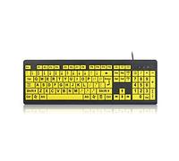 Wired USB Large Print Computer Keyboard for Low Vision Users High Contrast 104 Keys Letters Comfortable Quiet Typing Plug and Play