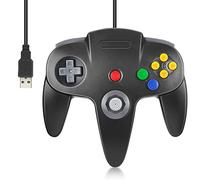 Wired USB N64 Controller, FISUPER Classic Video Game Controller USB Gamepad for Windows PC MAC Raspberry PI Retropie [Fit for Switch] (Black)