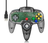 Wired USB N64 Controller, FISUPER Classic Video Game Controller USB Gamepad for Windows PC MAC Raspberry PI Retropie (Clear Black)