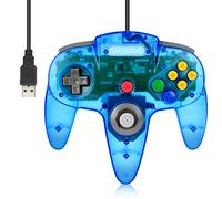 Wired USB N64 Controller, FISUPER Classic Video Game Controller USB Gamepad for Windows PC MAC Raspberry PI Retropie [Fits for Switch] (Clear Blue)