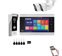 Wired Video Apartment Doorbell Intercom,1080P HD Touch Screen Monitor with Camera,7 Inch Ring Video Doorbell,TUYA WiFi Smart Home Video Intercom,Night Vision,Two-Way Audio (1 Monitor+1 Bell+2 Camera)