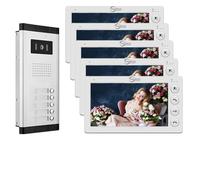 Wired Video Apartment Intercom System,2/3/4/5/6/8/10/12 Units 7 inch Monitor Video Door Phone Kit,Indoor Outdoor Video Doorbell, 2 Way Audio,One Key Unlock for Home (1 Doorbell + 5 Monitor)