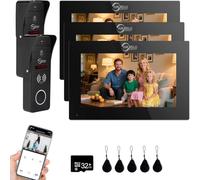 Wired Video Doorbell Intercom System,1080P,7 inch Monitor Entry Doorphone Door Camera,WiFi Door Bell Cameras,Motion Detection,Unlocking,Night Vision for Apartment Home (2 Doorbell + 3 Monitor)