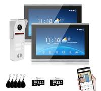 Wired Video Doorbell Intercom System for 2-Family Apartments Home & Villas - 2 Units with 10" Monitors, Support Indoor Outdoor Monitoring, Unlock, APP Call Alerts and 2-Way Audio (White)