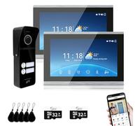 Wired Video Doorbell Intercom System for 2-Family Apartments Home & Villas - 2 Units with 10" Monitors, Support Indoor Outdoor Monitoring, Unlock, APP Call Alerts and 2-Way Audio (Black)