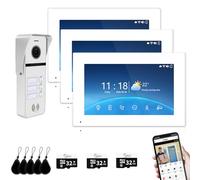 Wired Video Doorbell Intercom System for 3-Family Home Apartments & Villas - 2 Units with 7" Monitors, Indoor Outdoor Monitoring, APP Call Alerts,3 in 1 Unlock and 2-Way Audio (White)