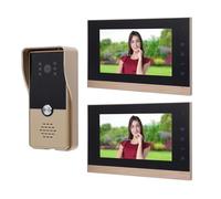 Wired Video Intercom System, 7 Inch Video Doorbell Door Phone System, Supports Unlock Monitoring 2 Way Intercom, for Villa Apartment Home Security (Gold)