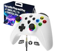 Wired Xbox Controller for X Box Series X S One PC PS4 Switch, Gaming Control Controllers with 1000Hz Polling Rate No Drift Stick, Custom Paddles Turbo Remote, RGB Light White Gamepad