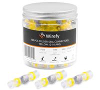 Wirefy 100 PCS Solder Seal Wire Connectors - Heat Shrink Solder Butt Connectors - Waterproof Solder Sleeves - Self Soldering Wire Connectors - Yellow 12-10 AWG
