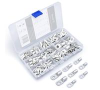 Wirefy 120 PCS Tinned Copper Wire Lugs Kit - Battery Lugs - Crimp Battery Cable Ends - Ring Terminals - 10-4 Gauge