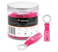 Wirefy Heat Shrink Ring Terminals 1/4" - Marine Grade Terminal Connectors - Waterproof Eyelet Wire Connectors - Red 22-16 AWG - 150 PCS