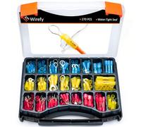 Wirefy Heat Shrink Wire Connectors Kit - Marine Grade Electrical Connectors - Automotive Butt Connectors - Insulated Ring, Spade, Fork, Hook Crimp Terminals - 22-10 Gauge - 270 PCS