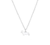 Wirehaired Dachshund Silhouette Silver Necklace - Personalised