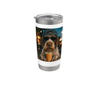 Wirehaired Pointing Griffon Drinking Iced Coffee Funny Dog Stainless Steel Insulated Tumbler