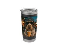 Wirehaired Pointing Griffon Drinking Iced Coffee Funny Dog Stainless Steel Insulated Tumbler