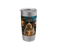 Wirehaired Pointing Griffon Drinking Iced Coffee Funny Dog Stainless Steel Insulated Tumbler