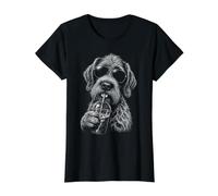Wirehaired Pointing Griffon Drinking Iced Coffee Funny Dog Value Graphic T-Shirt, Women, Black, M