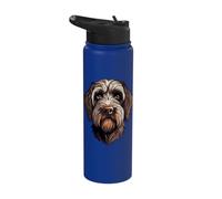 Wirehaired Pointing Griffon Face Cartoon Puppy Griff Dog Stainless Steel Insulated Water Bottle