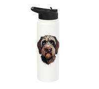 Wirehaired Pointing Griffon Face Cartoon Puppy Griff Dog Stainless Steel Insulated Water Bottle