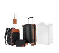 WireHot 22x14x9 Airline Approved Vintage Style Luggage Set with Backpack and Toiletry Bag, Free PVC Cover and Luggage Tag, Black Brown, 20in/BP/TB, Vintage