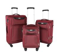 WireHot 3-Piece Lightweight Softside Luggage Set with Spinner Wheels, 20in/24in/28in, Burgundy, 20in/24in/28in