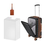 WireHot Luggage with Spinner Wheels, 3-Piece ABS+PC Hardside Luggage Set with TSA Lock, Scratch-Resistant Surface (20''+24''+28''), Black Brown, 20 inch