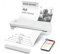 Wireless A4 Thermal Printer - Portable Bluetooth Printer for Phone & Laptop, Inkless Design, Supports A4/A3/A2, Compact for Home Office & School Use (White)
