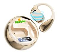 Wireless AI Translation Earbuds, Bluetooth 5.4 Open-Ear Bone Conduction Headphones, Sweatproof Sports Ear-Hook Design, Secure Fit for Running,Gym,HiFi Stereo,LED Power Display (AI translation, Skin)
