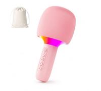 Wireless All-in-One Karaoke Microphone Speaker, Portable Handheld Karaoke Mic Speaker Toys with Speaker, Voice Changer RGB Lights, Portable Singing Toy Birthday Gift (Pink)