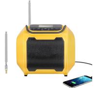 Wireless AM/FM Radio Speaker Compatible with 20V DeWalt Battery (Tools Only Without Battery), Bluetooth Weather Warning Radio with USB Port for Mobile Phone, Warning Note