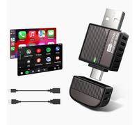 Wireless Android Auto & CarPlay Adapter 2-in-1 Converts Wired to Wireless 2025 Upgraded, Plug-and-Play Dongle with Low Latency, Connect for iOS10+/Android 11+ Cars - brown