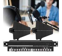Wireless Antenna Distribution System, UHF Microphone Signal Amplifier with 8 Channels, 16 Outputs, and 2 Cascade Ports for Enhanced Audio Performance