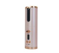 Wireless Auto Hair Curler with Adjustable Temperature and Timer, Automatic Cordless Curling Iron with LCD Display, Portable Rechargeable Rotating Fast Heating Hair Wand for Style, Auto Shut-Off (Pink)