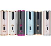 Wireless Auto Hair Curler with Adjustable Temperature and Timer, Automatic Cordless Curling Iron with LCD Display, Portable Rechargeable Rotating Fast Heating Hair Wand for Style