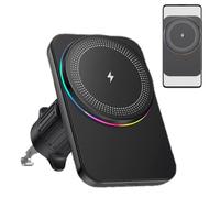 Wireless Auto Phone Mount - Rotatable Grip Design, Stable Suction Base, LED Visual Indicator, Compact Portable Build | Smartphone Holder Charging, Navigation Viewing, Road Trip Convenience, Interior