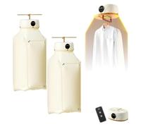 Wireless Automatic Steam Iron with Remote - Portable Garment Steamer & Clothes Dryer for Small Spaces & Travel(Beige-2pcs)