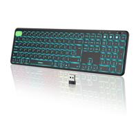 Wireless Backlit Keyboard, Multi-Device Bluetooth Illuminated Keyboard, Rechargeable Light Up Keyboard 7-Color Backlight for Mac/Windows, PC Computer