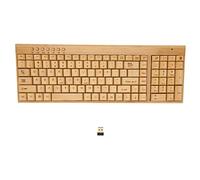 Wireless Bamboo Keyboard and Mouse, Bamboo Wood Computer Control Devices with USB Receiver 2.4G Wireless Connection Plug and Play Keyboard and (Keyboard)